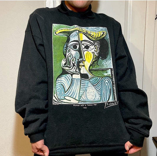 Vtg Picasso Woman With a Yellow Hat Sweatshirt Unisex XL 90s Limited Edition